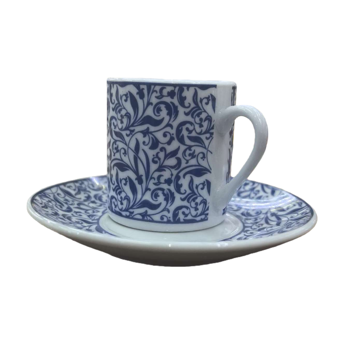 蓝白花纹茶杯茶托套装居家简约茶具组合白底实物图