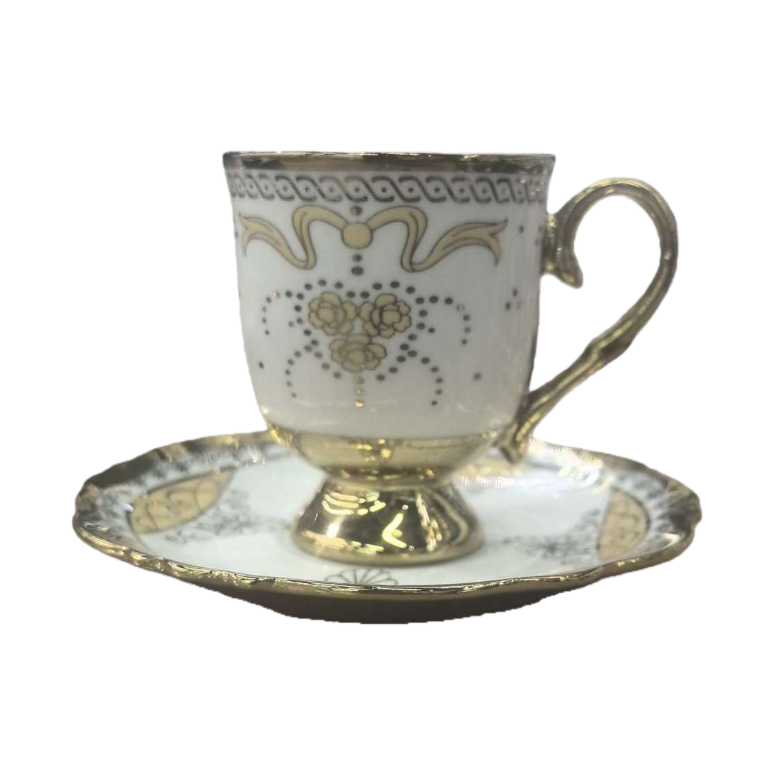精致金色花纹茶杯茶托套装家用礼品茶具组合白底实物图