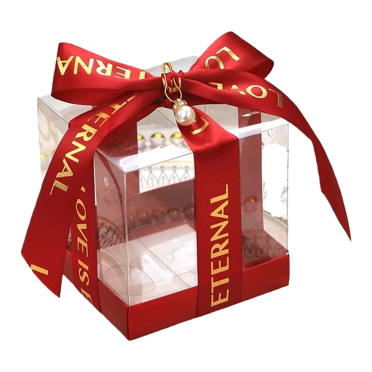 Red ribbon transparent gift box decoration gift box Item Picture