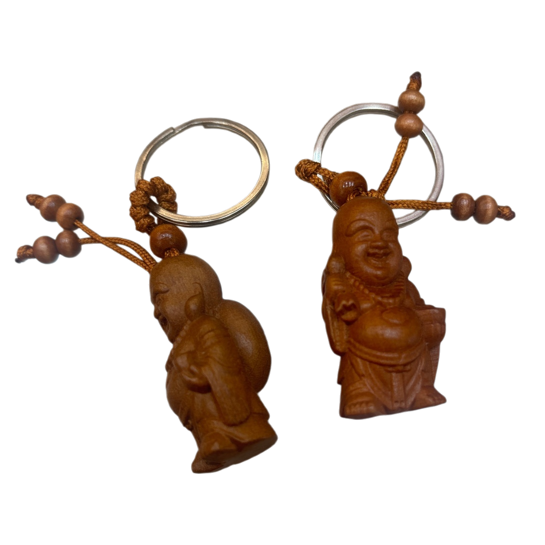 Wooden Buddha statue keychain, peace and good fortune bracelet, pendant and small accessory Item Picture