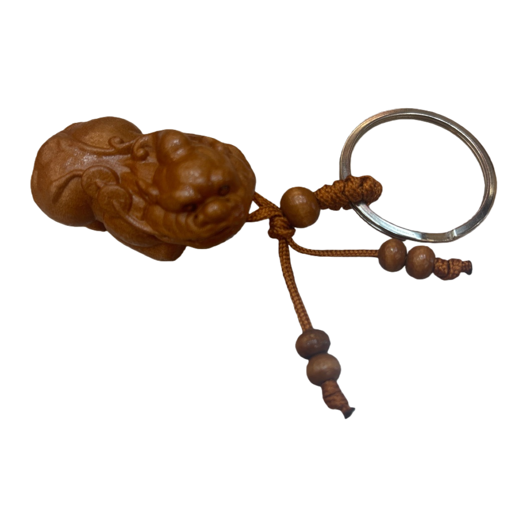 Wooden carved PI Xiu keychain decorative item, a lucky charm for attracting wealth and good fortune Item Picture
