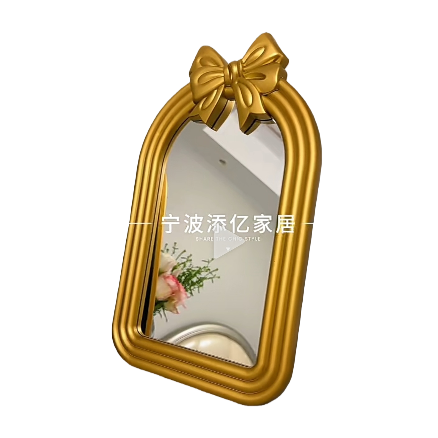 The golden bow decorative mirror frame is a fashionable home decoration with a simple style Item Picture