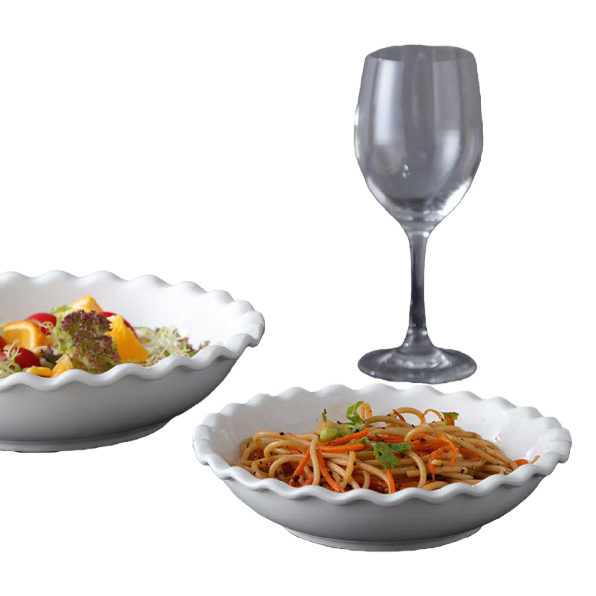 Wholesale of pure white ceramic soup bowls, dessert bowls, soup basins, special-shaped bowls, lace bowls, soup bowl bowls, and wavy bowls for hotels Item Picture