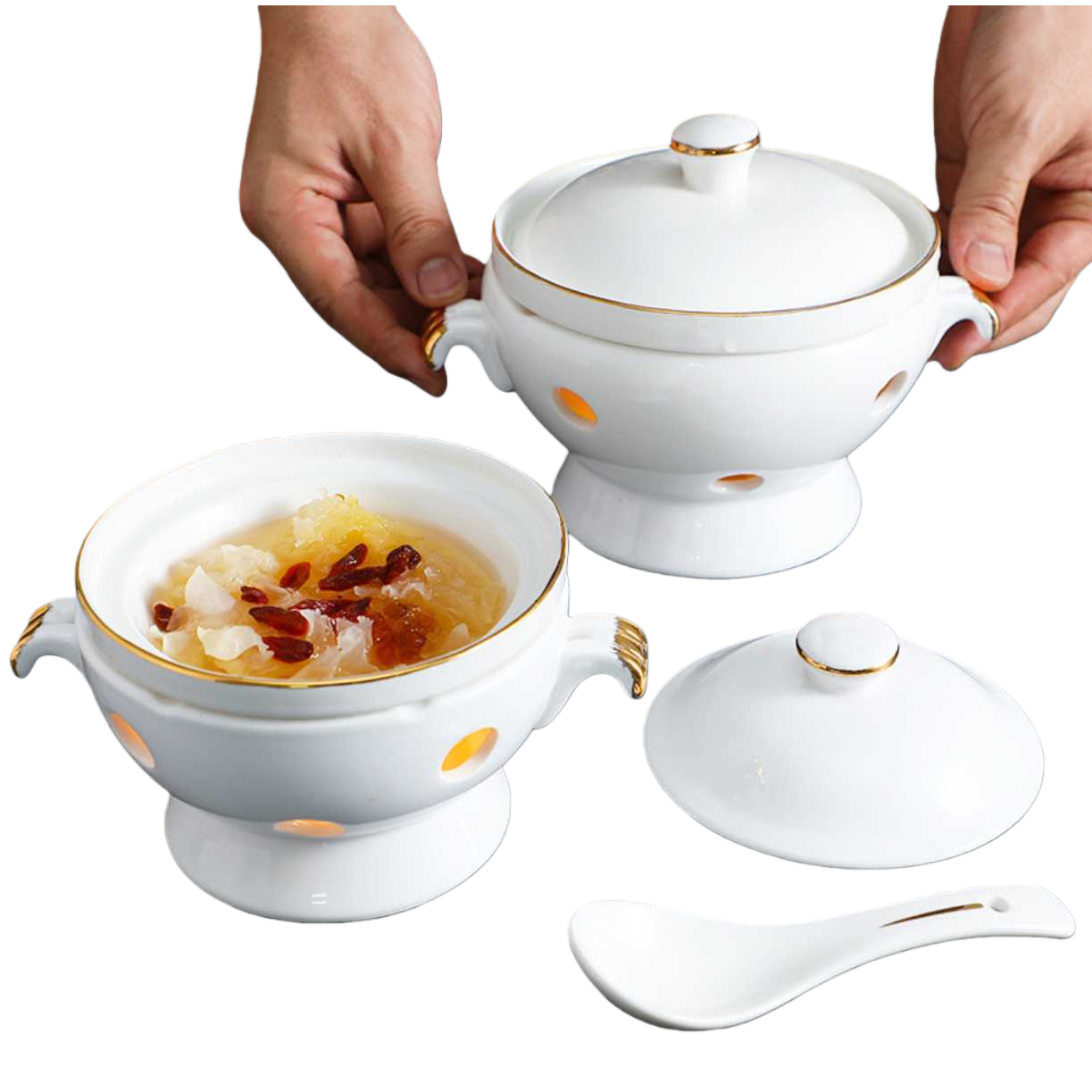 Fish maw, sea cucumber bowl, Buddha Jumps Over the Wall stew bowl, abalone rice bowl, candle heating position, tableware, bird's nest bowl, dish bowl Item Picture