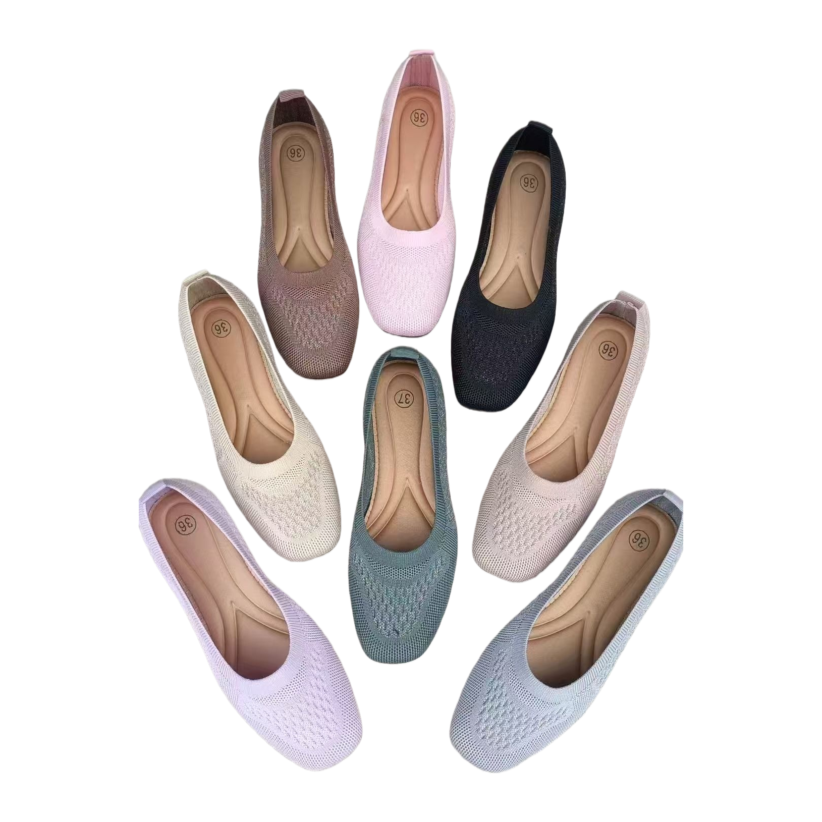 Knitted flat shoes are comfortable, breathable and soft-soled women's daily casual shoes Item Picture
