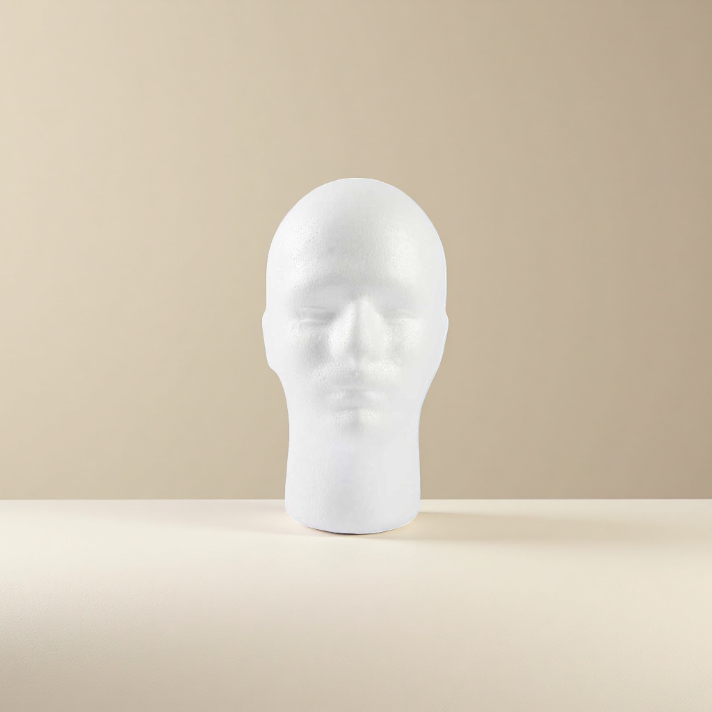 A white foam human head model material simulation teaching tool Specification image