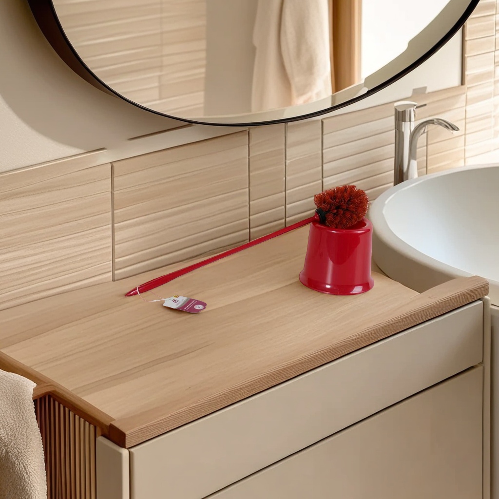 فرشاة مرحاض حمراء سميكة ومرحاض مضاد للجراثيم وتنظيف المراحيض المنزلية Specification image