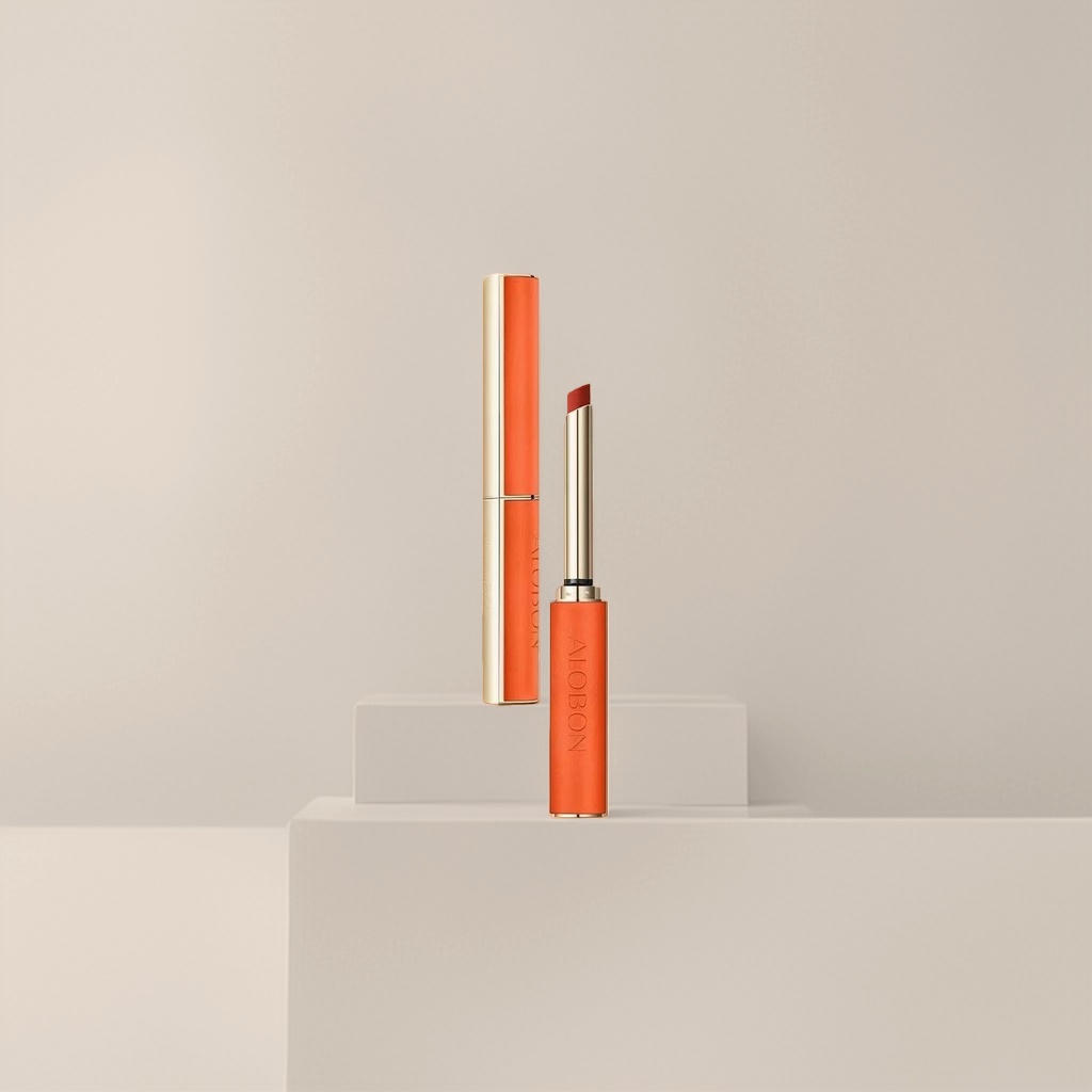 The orange thin-heeled lipstick is moisturizing, color-changing and long-lasting without fading Specification image