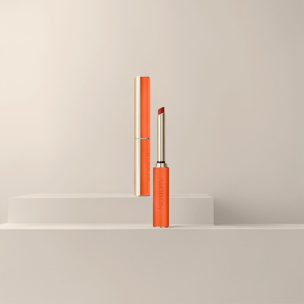 The orange thin-heeled lipstick is moisturizing, color-changing and long-lasting without fading