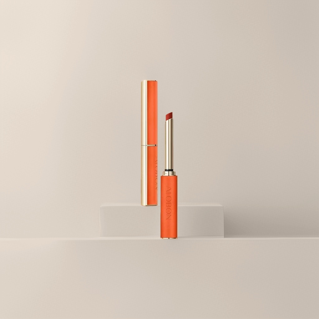 The orange thin-heeled lipstick is moisturizing, color-changing and long-lasting without fading details Picture