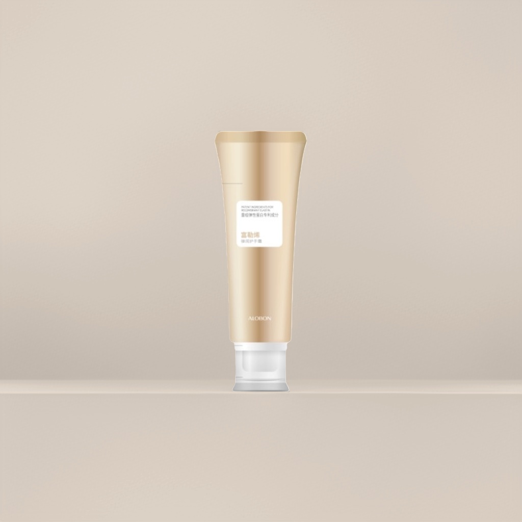 The golden tubular hand cream moisturizes, repairs, hydrates and makes the skin smooth, providing long-lasting nourishment