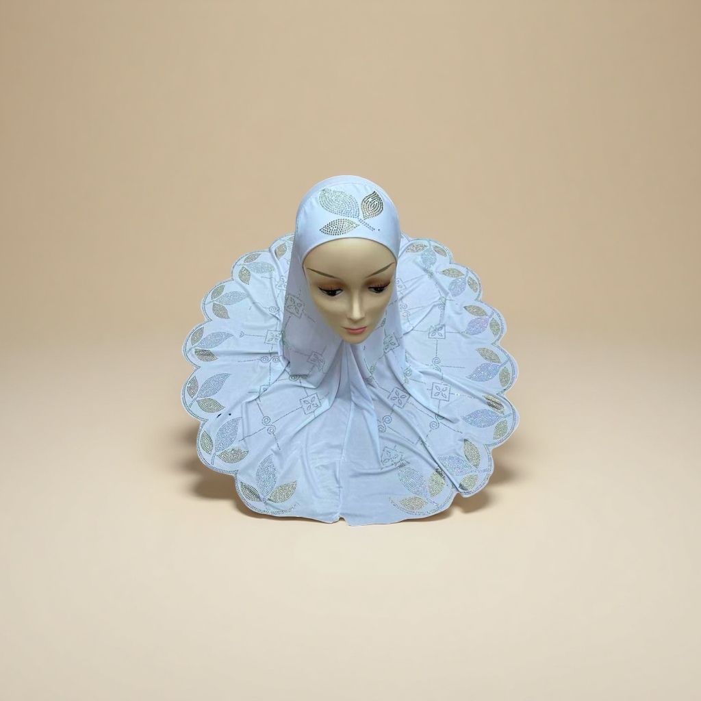 White embroidered headscarf doll model decoration details Picture