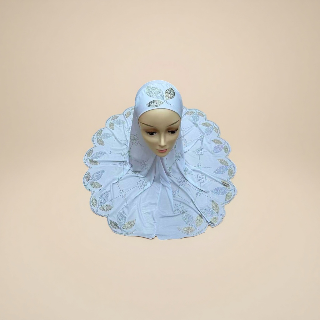 White embroidered headscarf doll model decoration Specification image