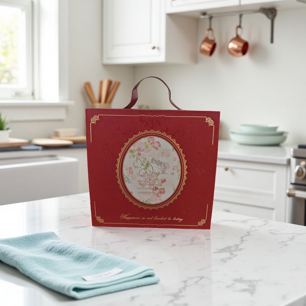 Red gift box, a festive red gift box, an excellent gift. High-end packaging, exquisite gift box Specification image