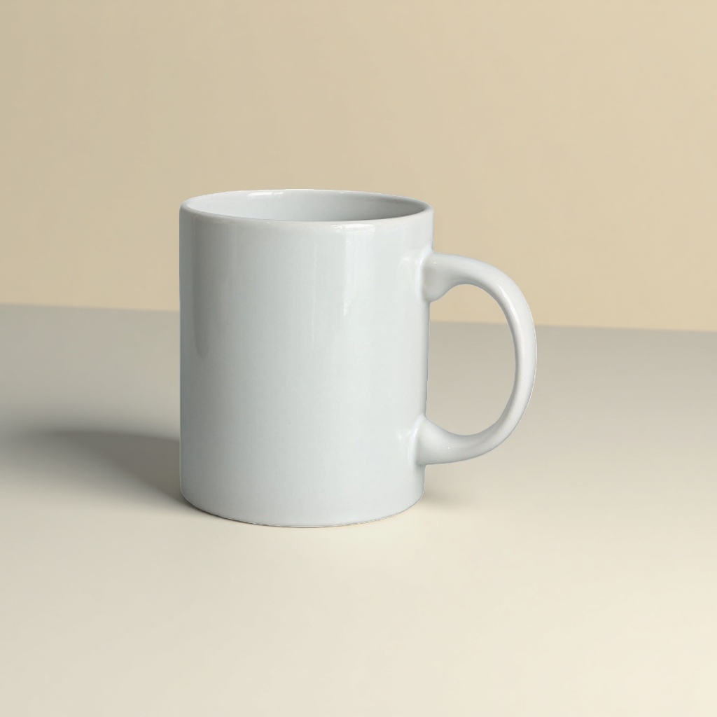 A simple 11oz white ceramic cup specially designed for heat transfer and sublimation handicrafts Specification image