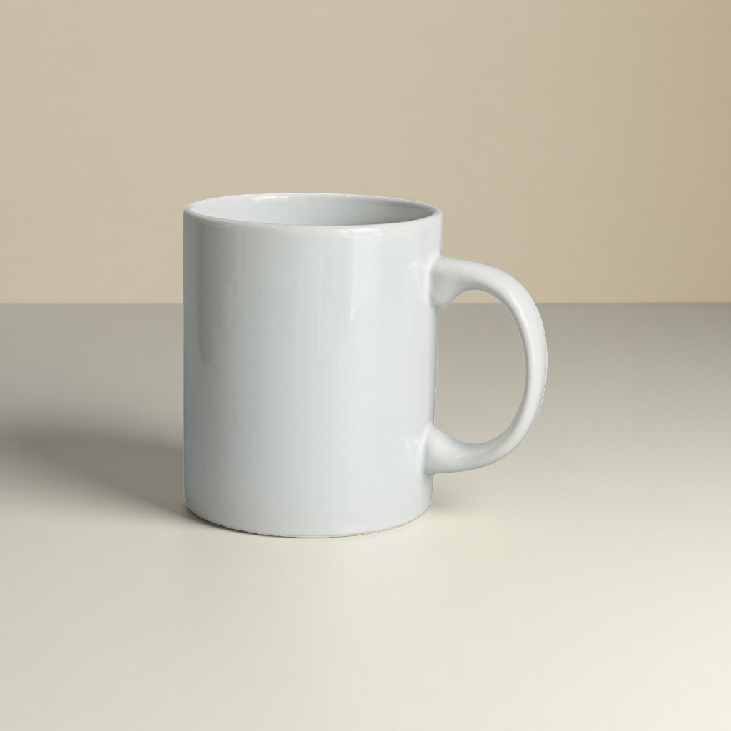 A simple 11oz white ceramic cup specially designed for heat transfer and sublimation handicrafts