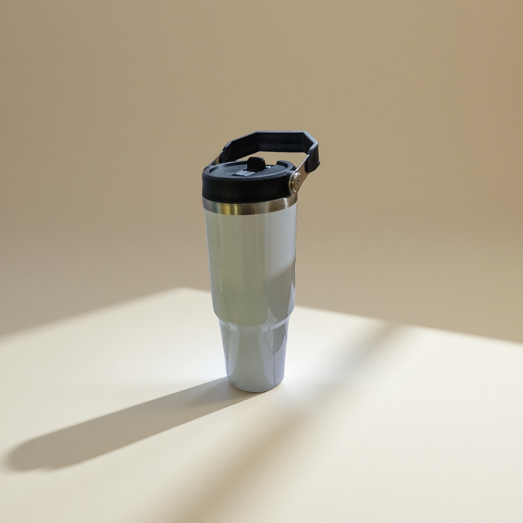 White car cup heat transfer printing stainless steel portable, heat-resistant and durable insulated cup