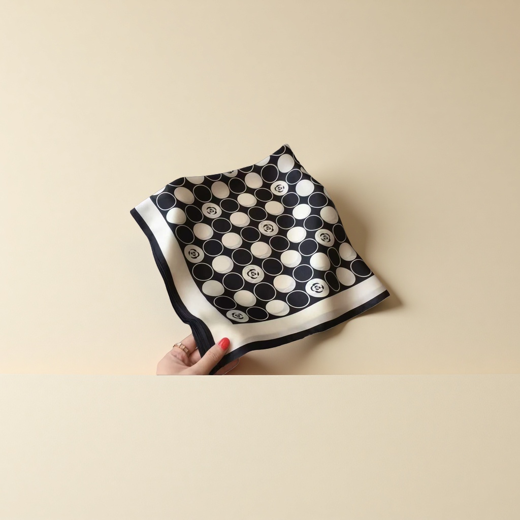 The silk scarf is a fashionable printed square scarf for women, light, breathable and elegant, suitable for ladies in spring and summer details Picture