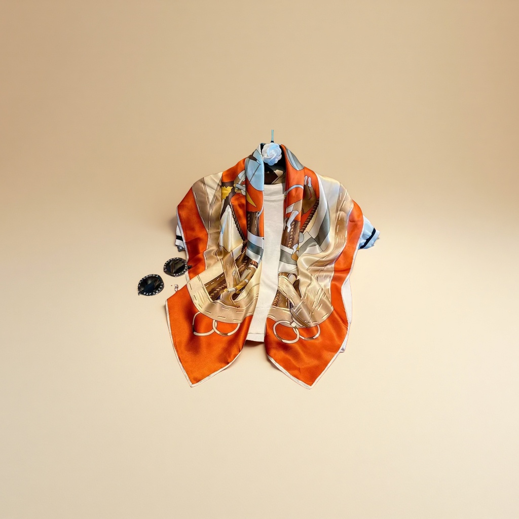 Silk scarves are elegant ladies' silk square scarves. They are fashionable and versatile scarves for spring and summer