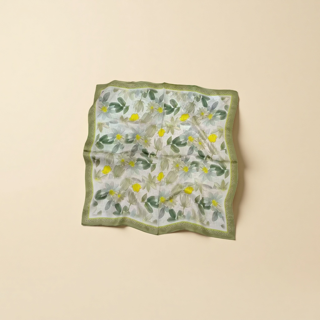 Floral pattern silk scarf for women, elegant printed square scarf, breathable and lightweight in spring and summer Application Scenario