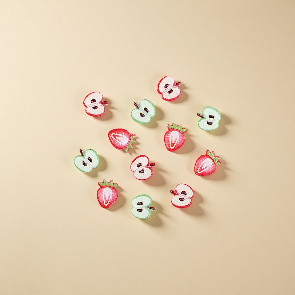 Cute fruit resin accessories, cartoon nail art, strawberry and apple DIY ornaments Specification image