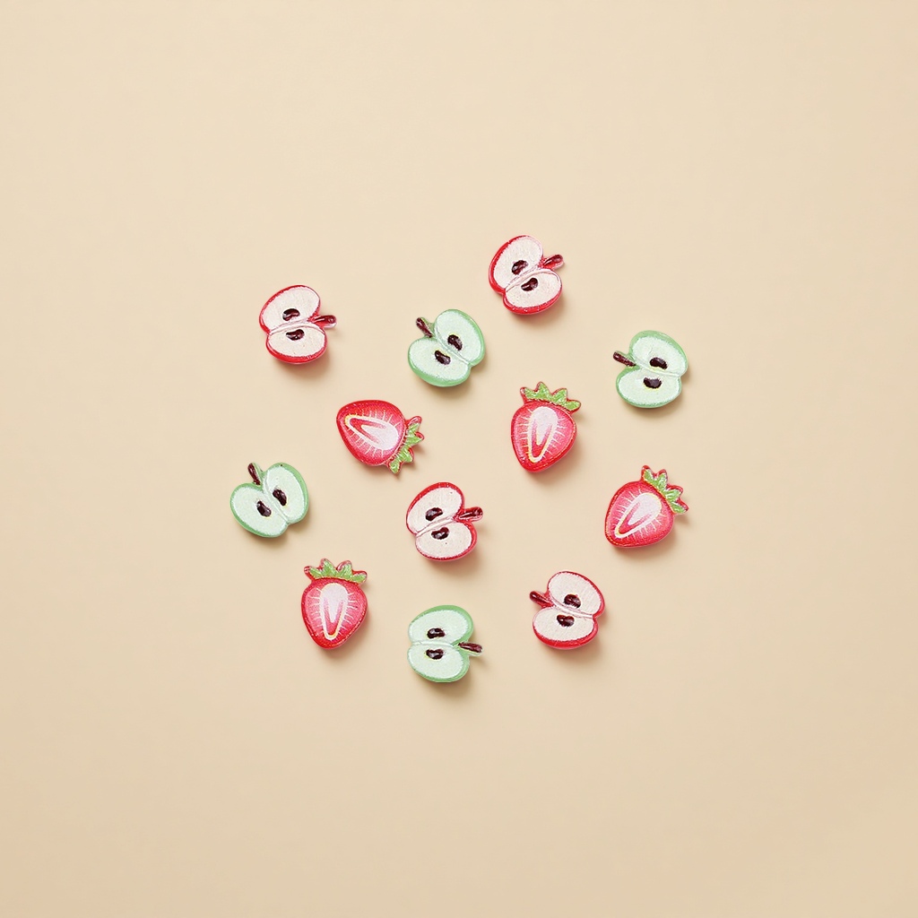 Cute fruit resin accessories, cartoon nail art, strawberry and apple DIY ornaments details Picture