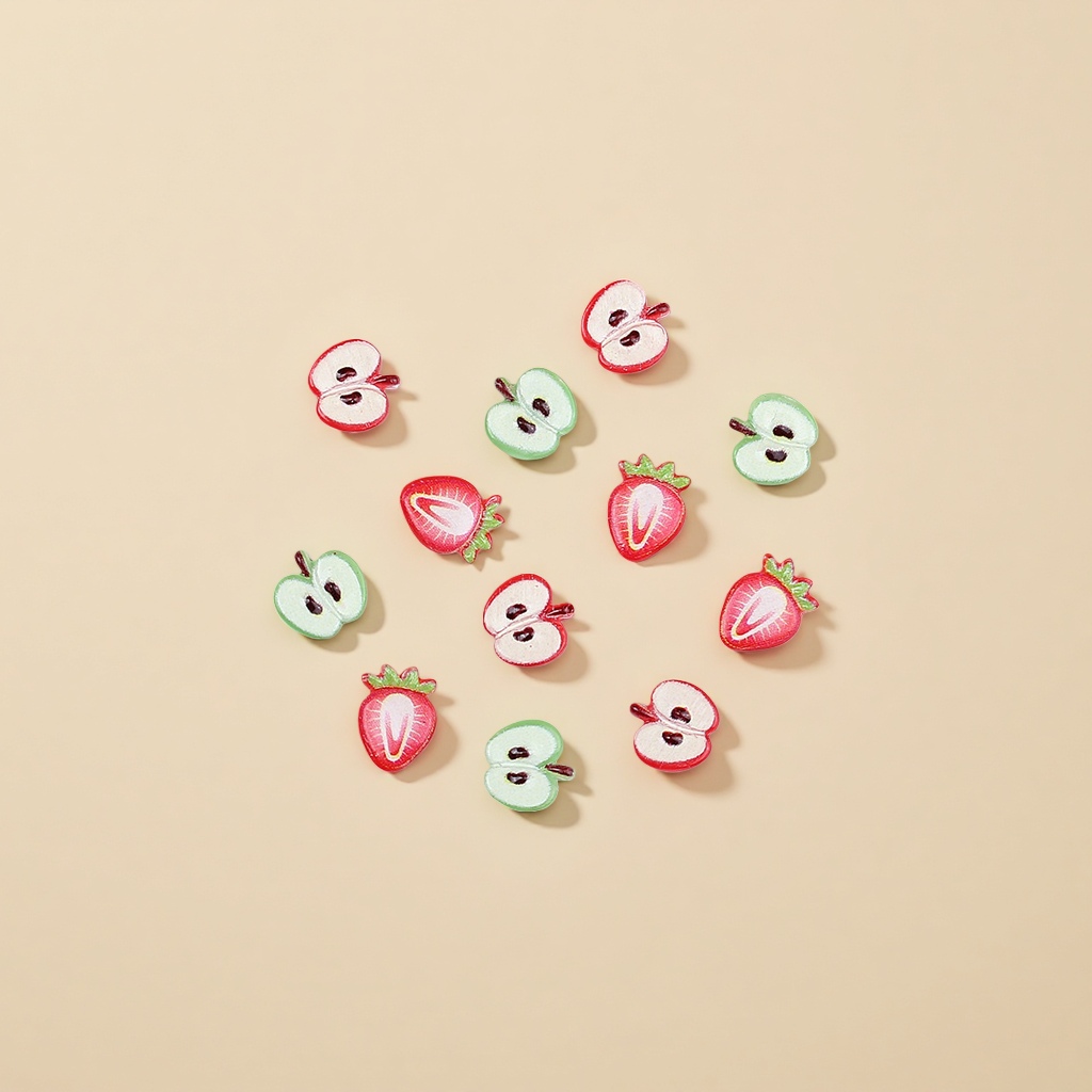 Cute fruit resin accessories, cartoon nail art, strawberry and apple DIY ornaments Application Scenario