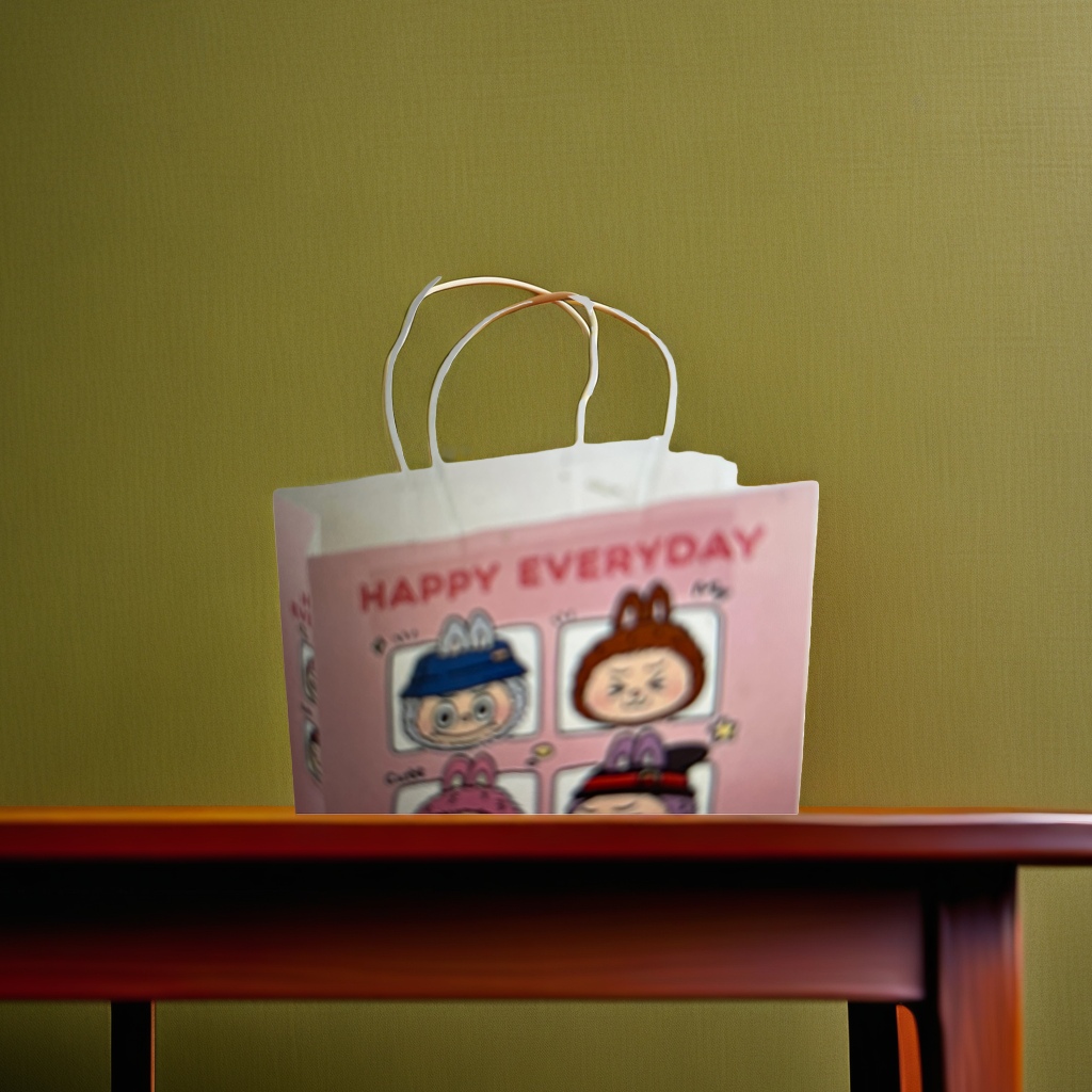 The pink handbag with cartoon character patterns is a cute, fashionable and portable packaging Specification image