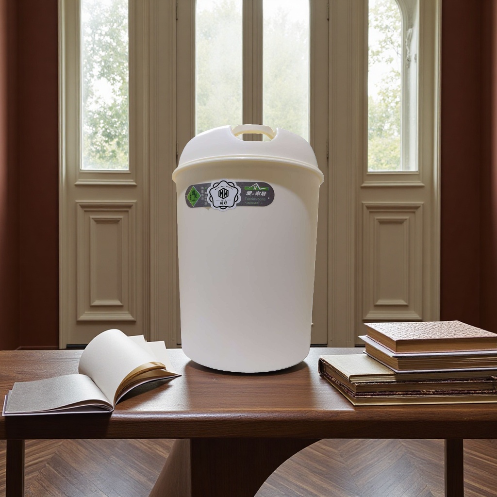 米色塑料垃圾桶家用大容量可盖垃圾桶家庭用垃圾篓