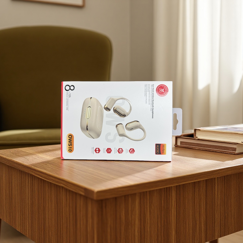Portable anti-loss protective case for OWS10 ear-hook wireless Bluetooth headphones packaging box Application Scenario