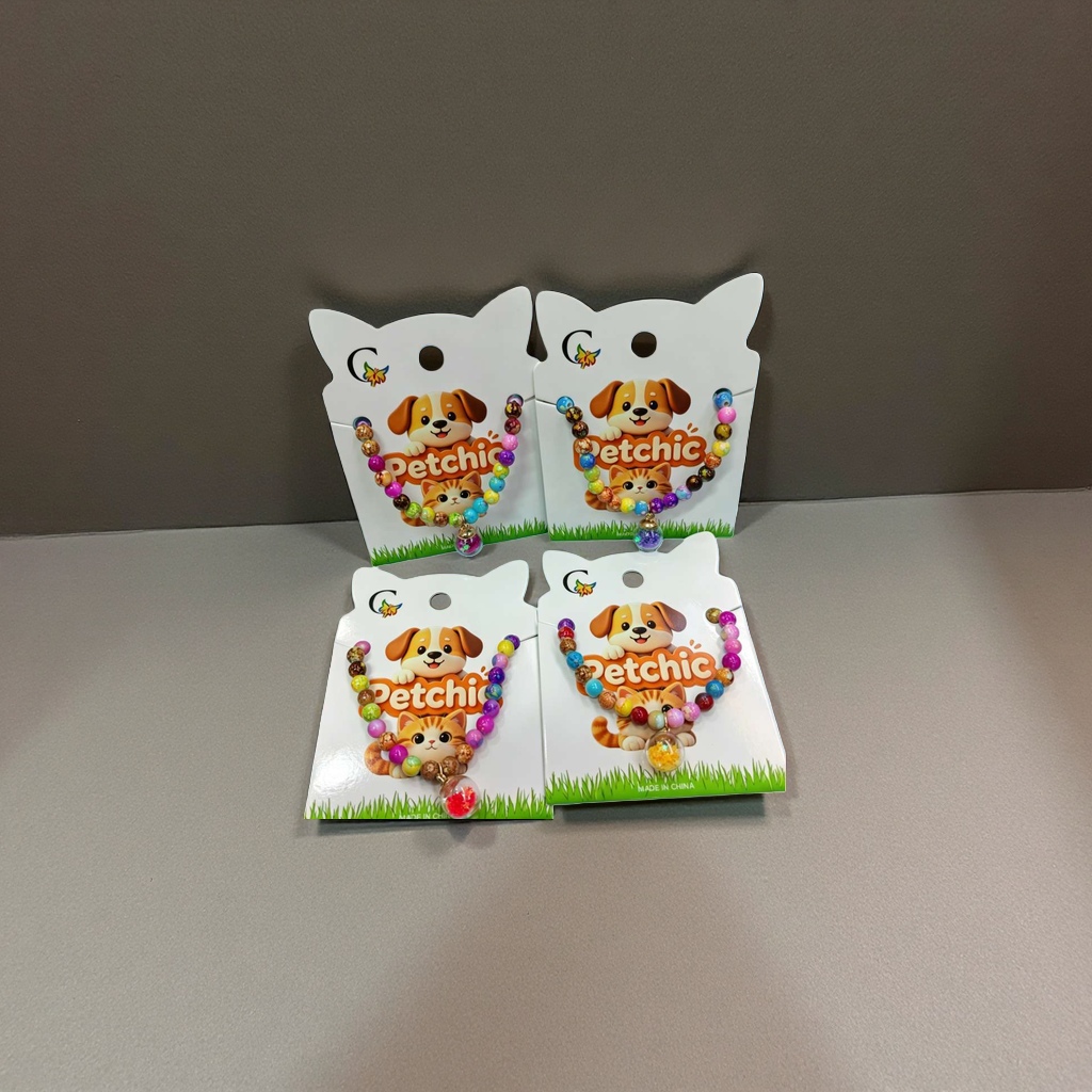 Colorful bead bracelet pet-themed packaging card