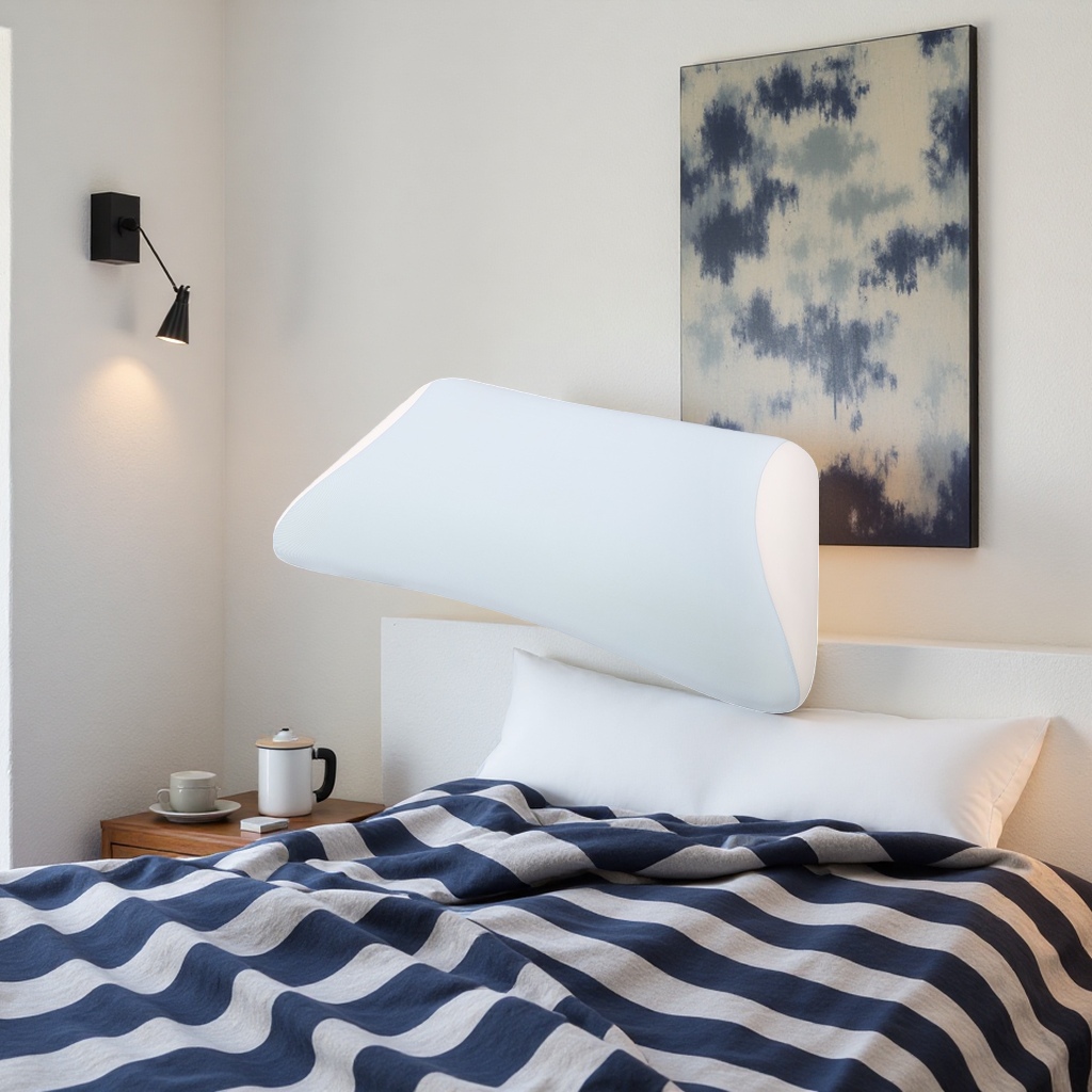 Light blue memory foam pillow, 30cm, breathable and soft, helps with sleep Application Scenario