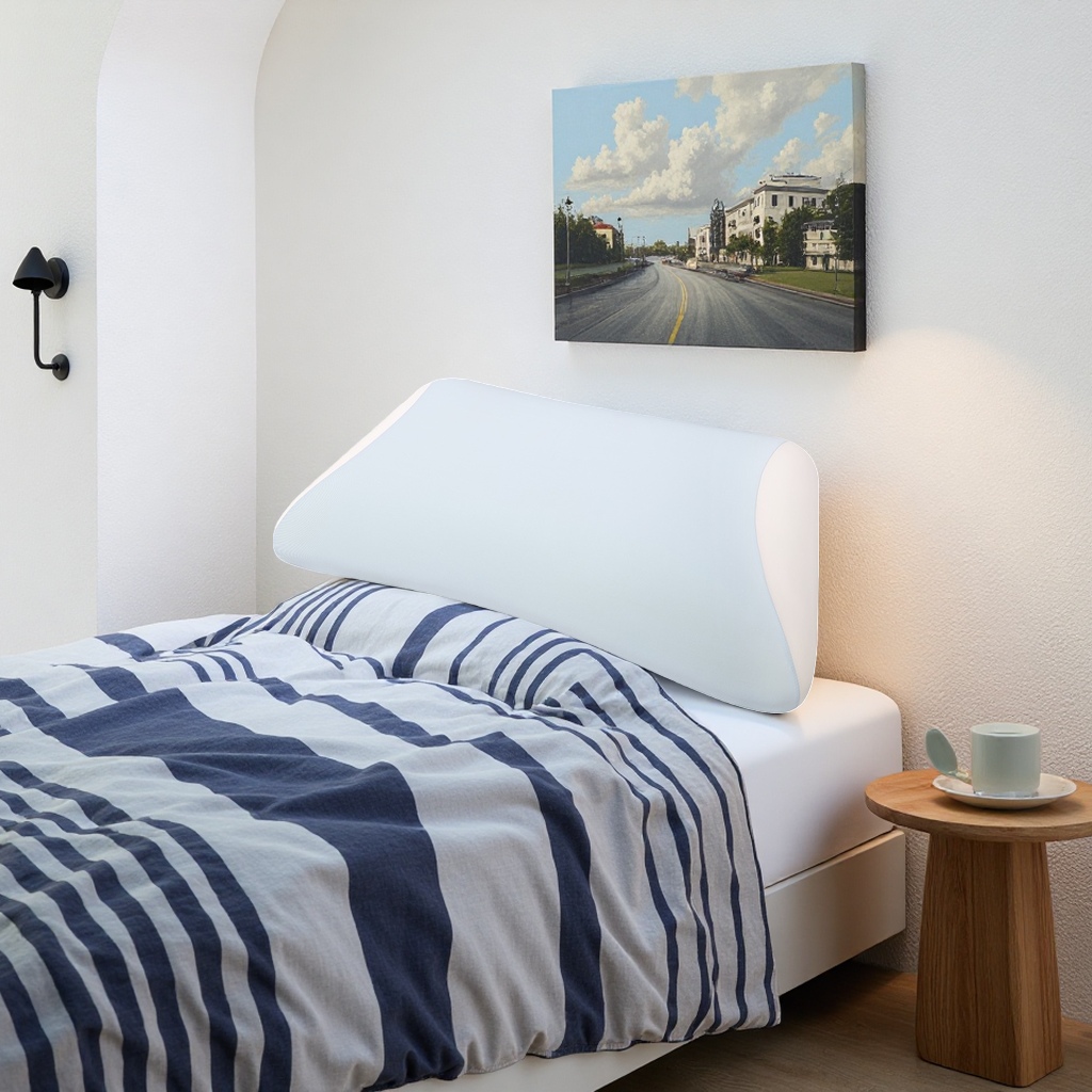 Light blue memory foam pillow, 30cm, breathable and soft, helps with sleep details Picture