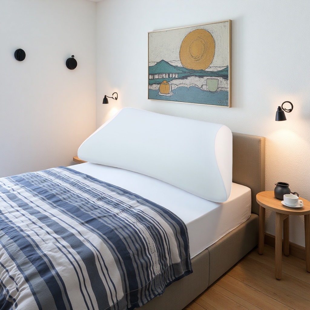 Light blue memory foam pillow, 30cm, breathable and soft, helps with sleep Specification image