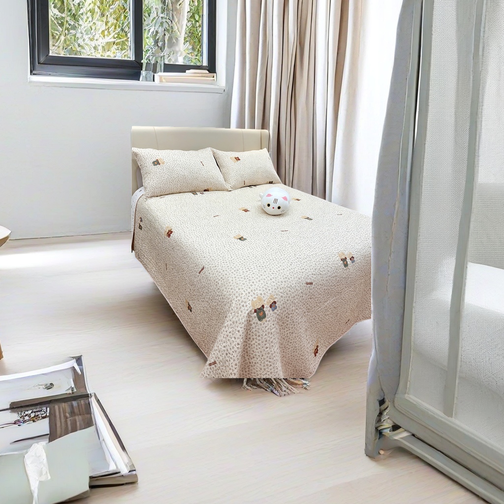 Cartoon pattern children's bedding set of four pieces, pure cotton, comfortable, breathable and warm, suitable for all seasons Specification image