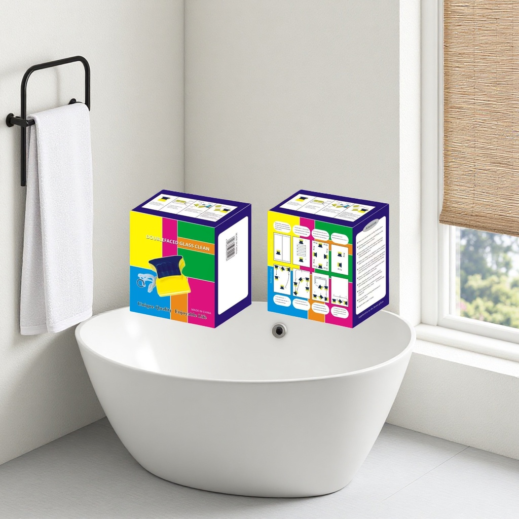 彩色包装盒双面玻璃清洁器去污神器强力吸附不留痕