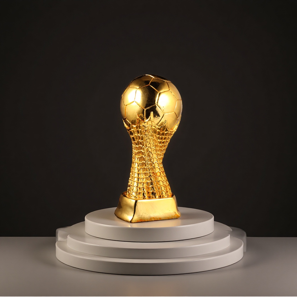 Golden football trophy casting process, metal material, commemorative collectible, event award ceremony Specification drawing