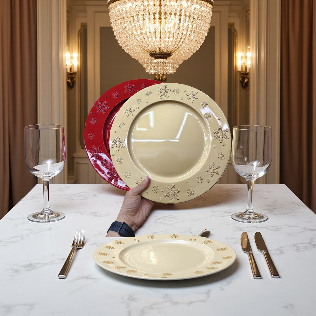 批发圣诞盘子金色银色红色托盘家用餐具餐果盘子家用盘子厂家直销