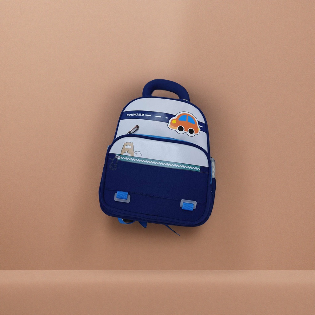 蓝色卡通图案儿童书包大容量轻便防撞学生背 backpack
