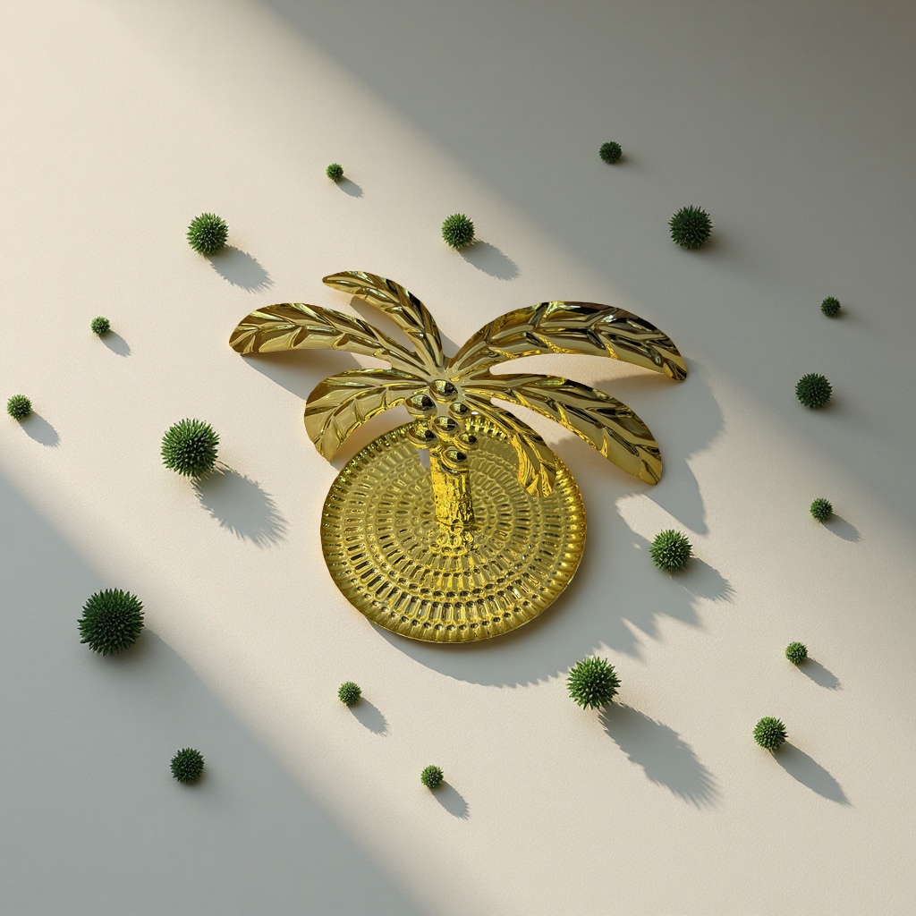 金色金属 棕榈叶造型托盘 现代简约摆件 拆装工艺，方便运输节省运费