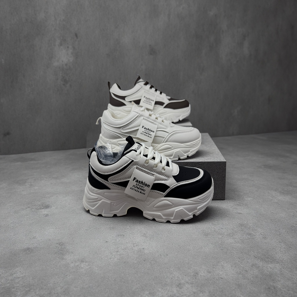 New large-sized white thick-soled fashionable sports shoes that are anti-slip, breathable, comfortable and lightweight Specification image