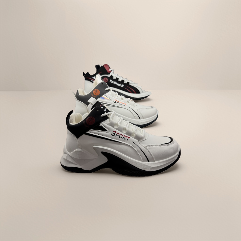 White thick-soled sports shoes are breathable, comfortable, anti-slip and wear-resistant. Large-sized men's and women's styles details Picture