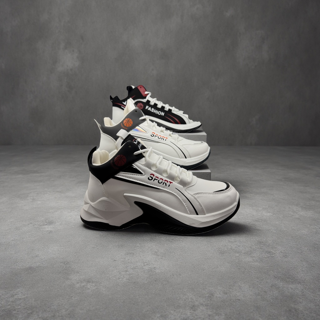 White thick-soled sports shoes are breathable, comfortable, anti-slip and wear-resistant. Large-sized men's and women's styles Specification image