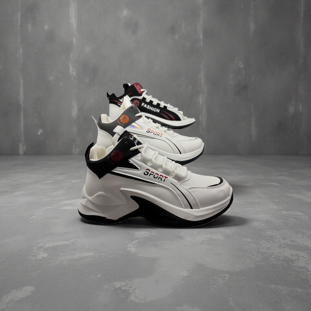 White thick-soled sports shoes are breathable, comfortable, anti-slip and wear-resistant. Large-sized men's and women's styles Application Scenario