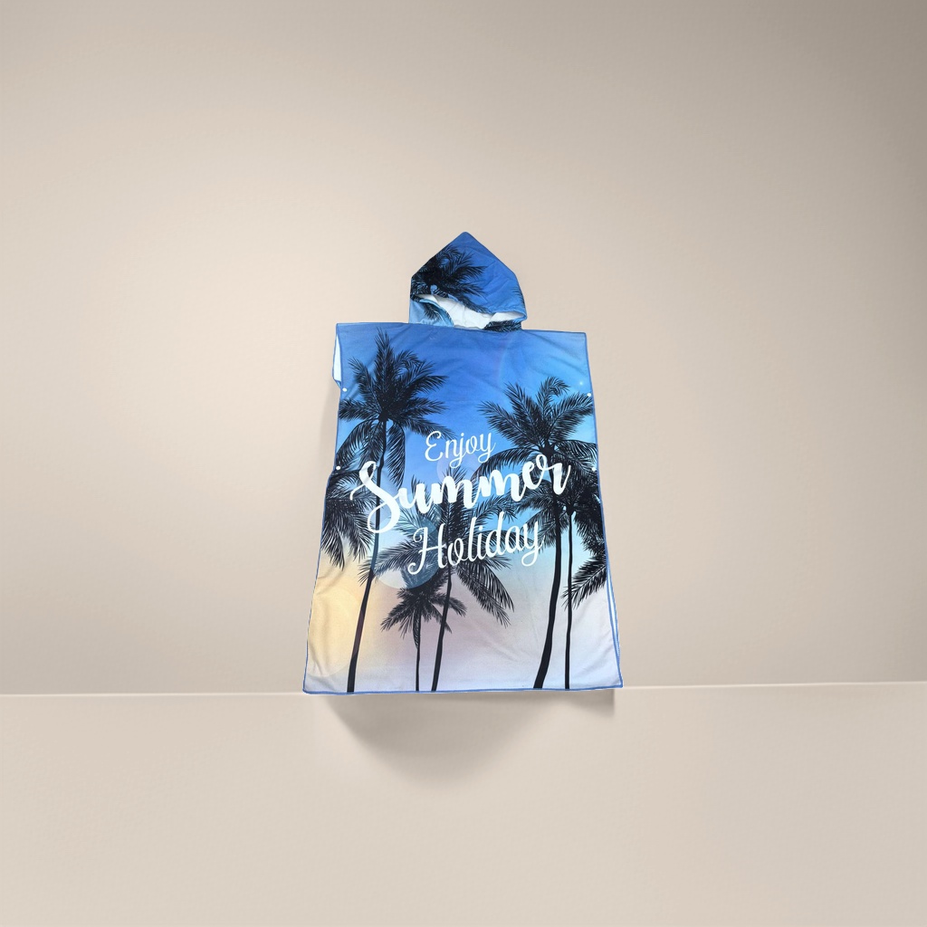 Toalla de playa con capucha azul palm patterns disfruta verano vacaciones