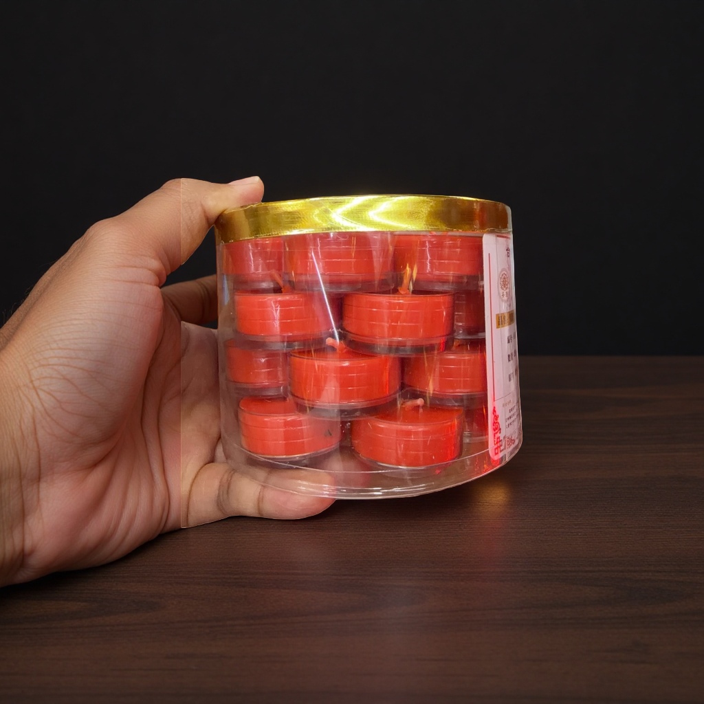 Red lotus candle tray, a simple style candlestick for home decoration details Picture