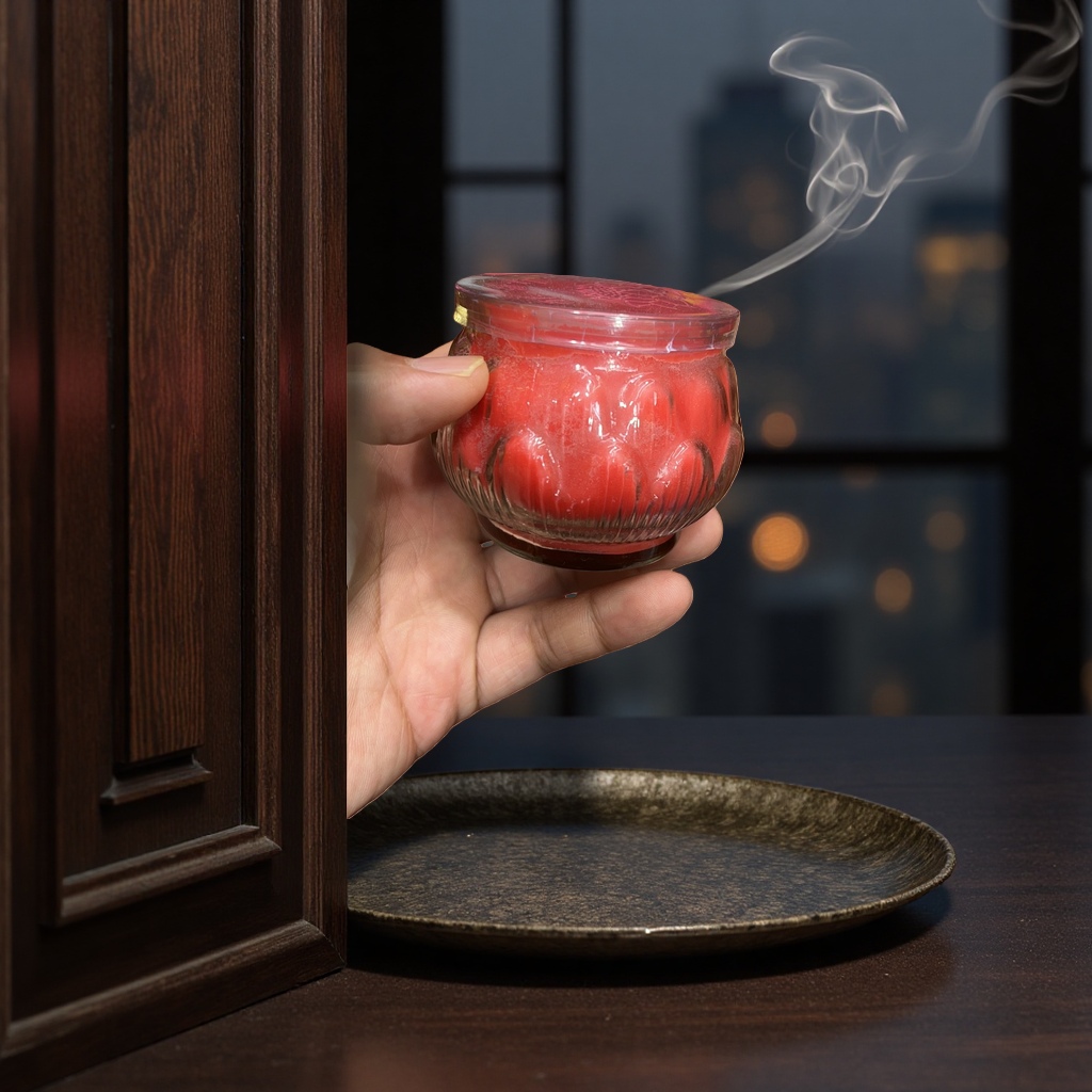 Red and yellow dual-color candles, scented candles, natural soy candles, home decoration candlesticks Specification image