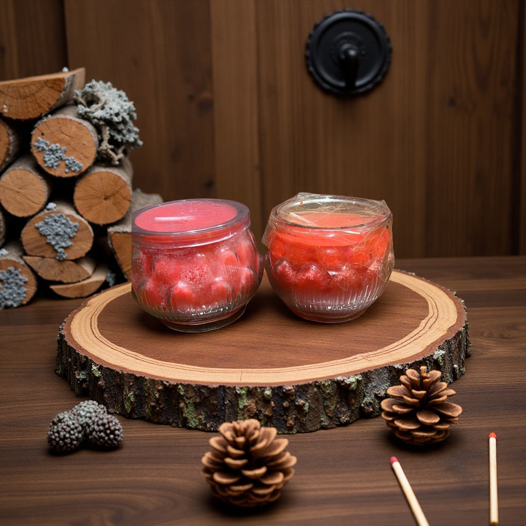 Red and yellow dual-color candles, scented candles, natural soy candles, home decoration candlesticks details Picture