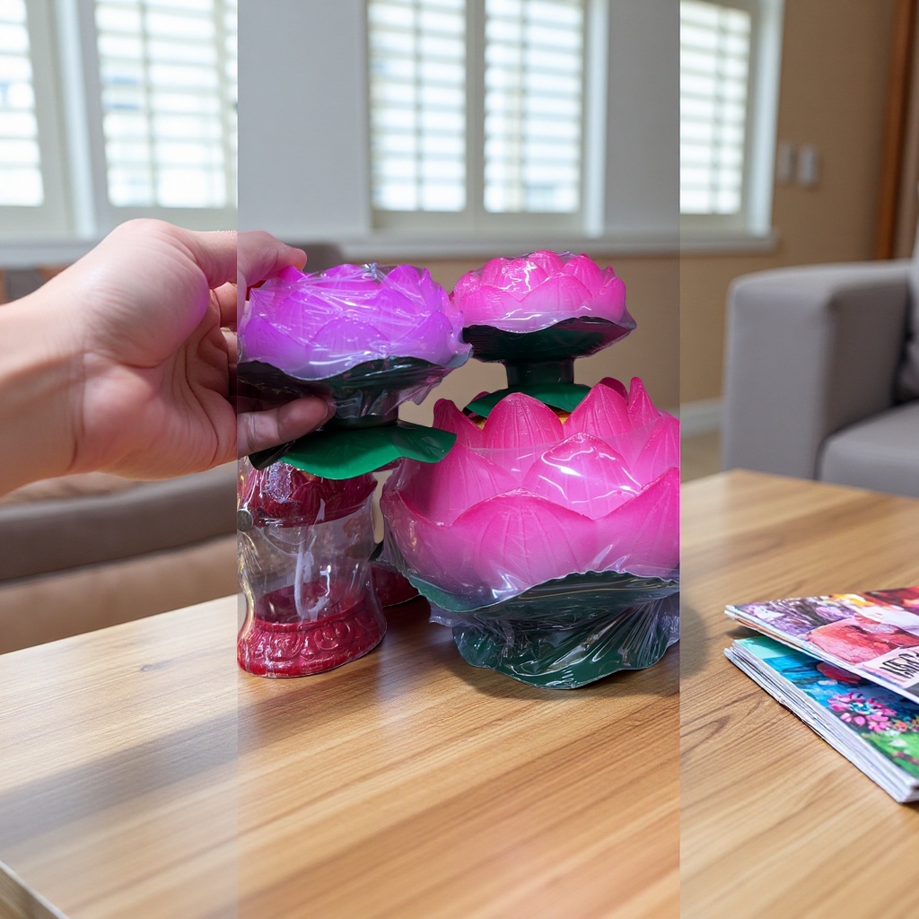 Pink lotuse-shaped scented candles, elegant and romantic home decorations, religious items, couplets, Spring Festival couplets, small lantern accessories Application Scenario