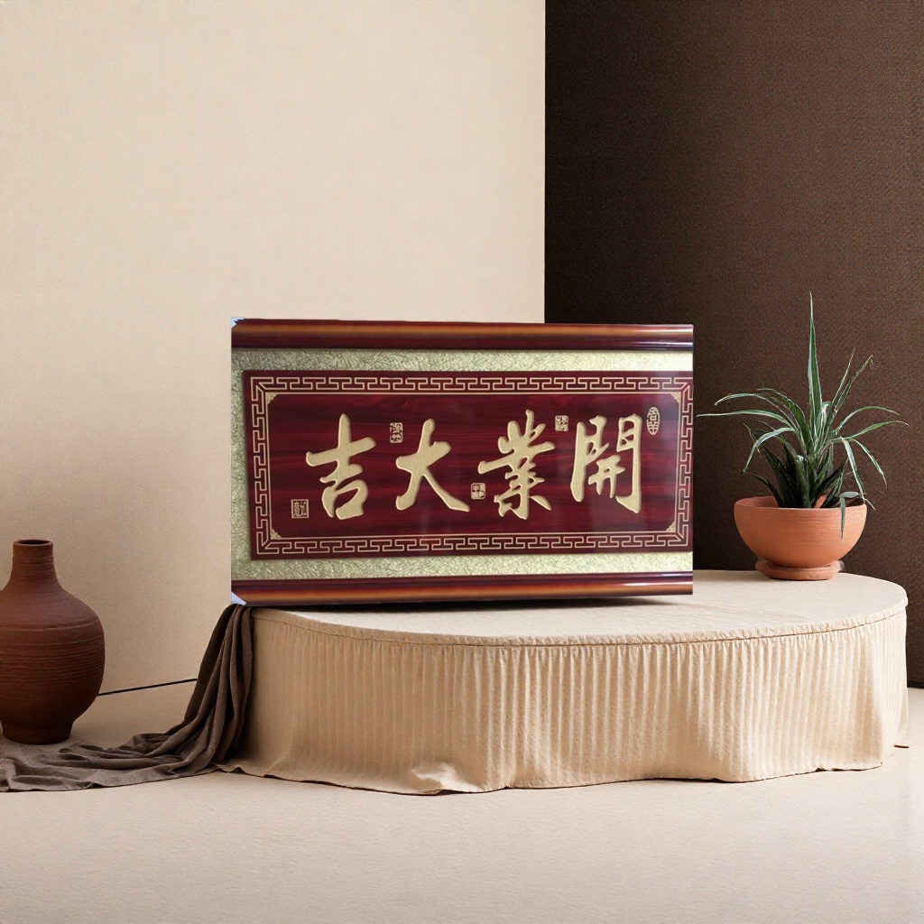 书法牌匾开业大吉祝福挂件红底金字装饰品